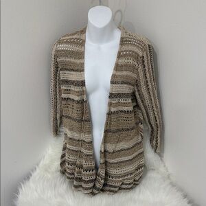 Style & Co. Women's Beige and Brown Striped Sweater